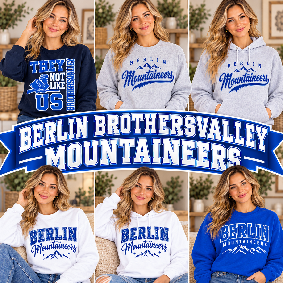 BERLIN BROTHERSVALLEY MOUNTAINEERS — six boutique school spirit mockups