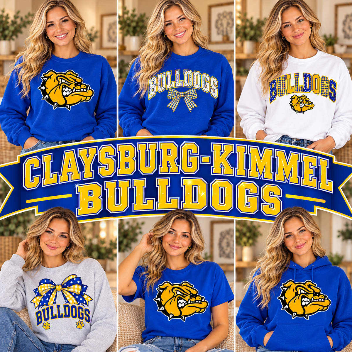 CLAYSBURG-KIMMEL BULLDOGS — six boutique school spirit mockups