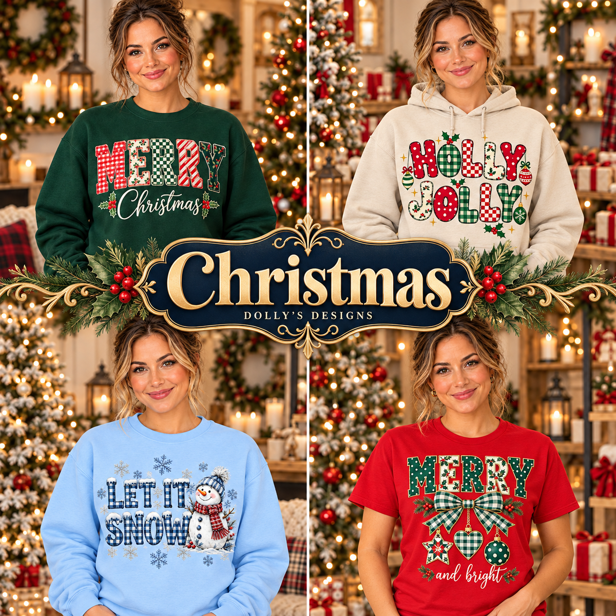 Dolly’s Designs Christmas collection — four boutique holiday designs