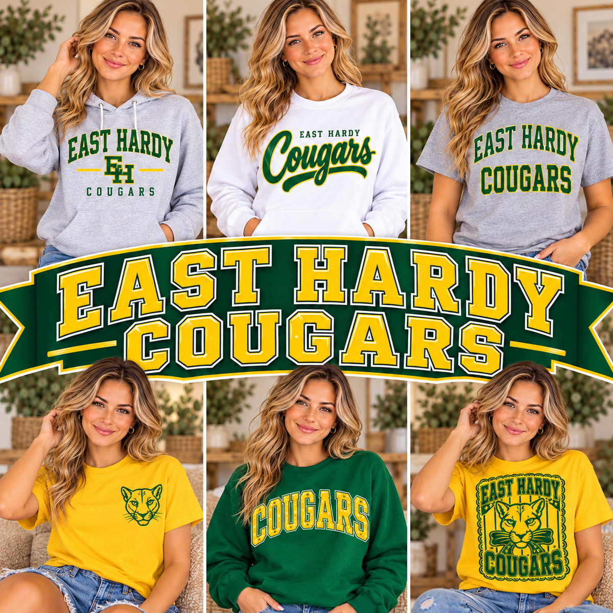 EAST HARDY COUGARS — six boutique school spirit mockups