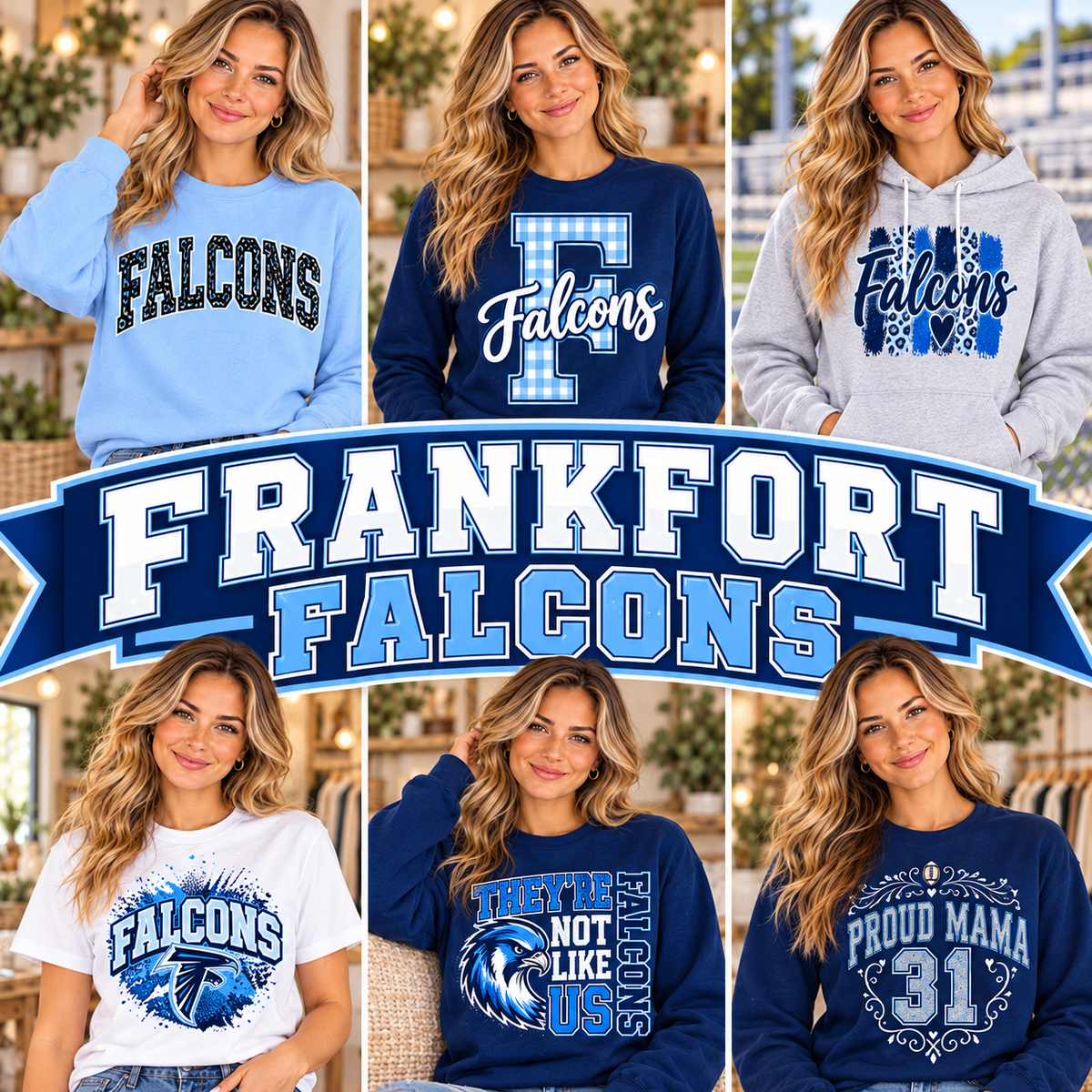 FRANKFORT FALCONS — six boutique school spirit mockups