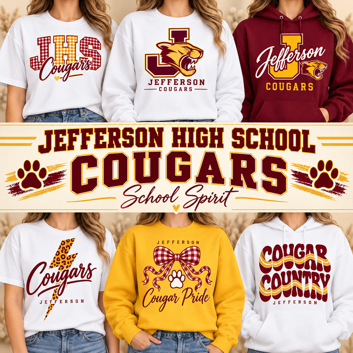 Jefferson High School Cougars — boutique school spirit apparel