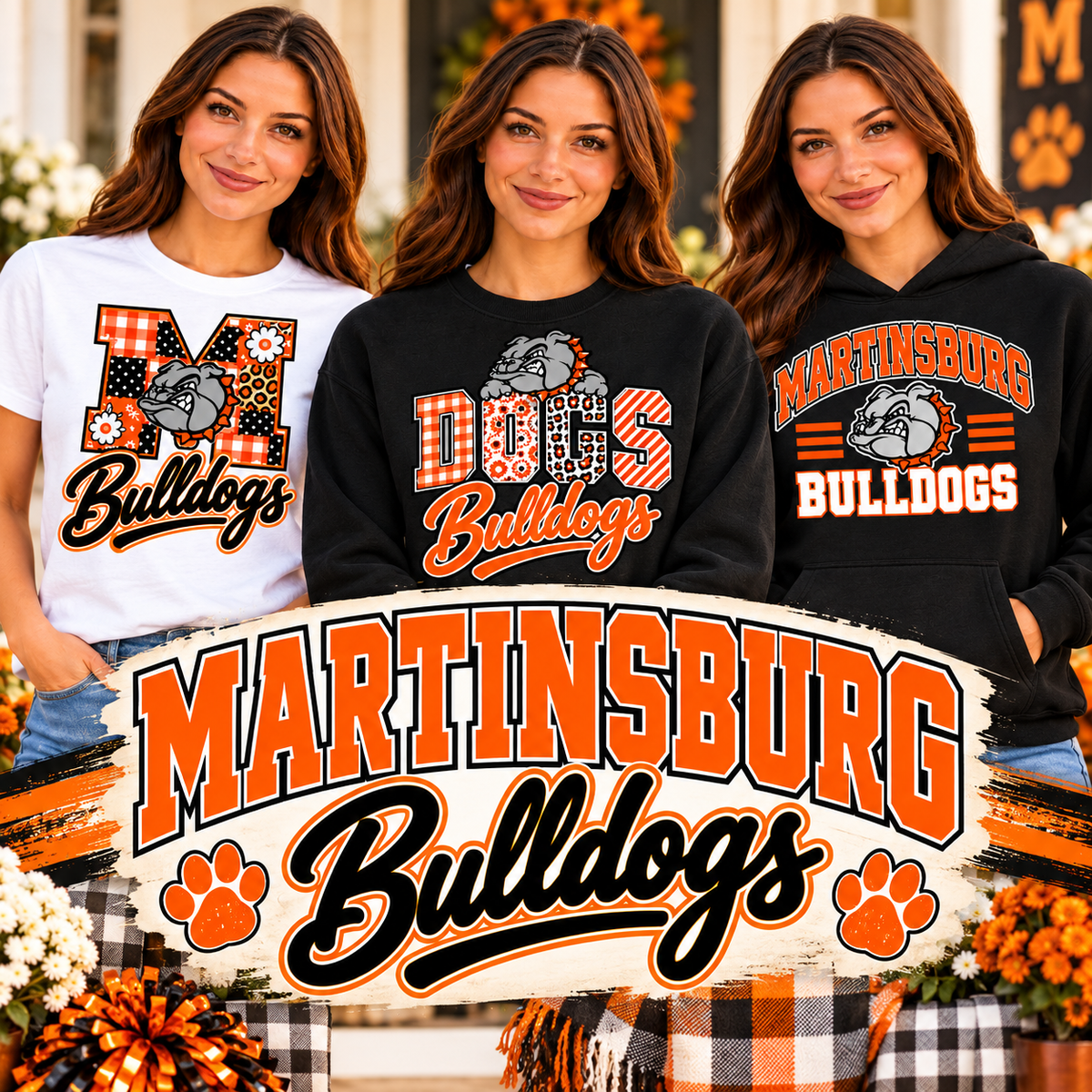 Martinsburg Bulldogs collection — boutique and varsity T-shirts, crewnecks, and hoodies