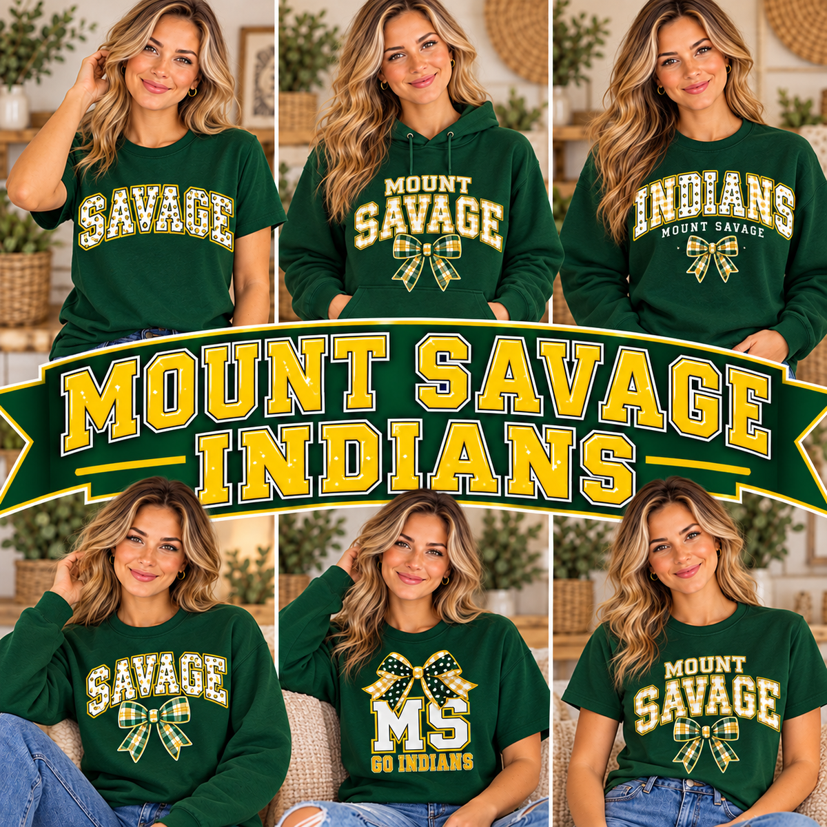 MOUNT SAVAGE INDIANS — six boutique school spirit mockups
