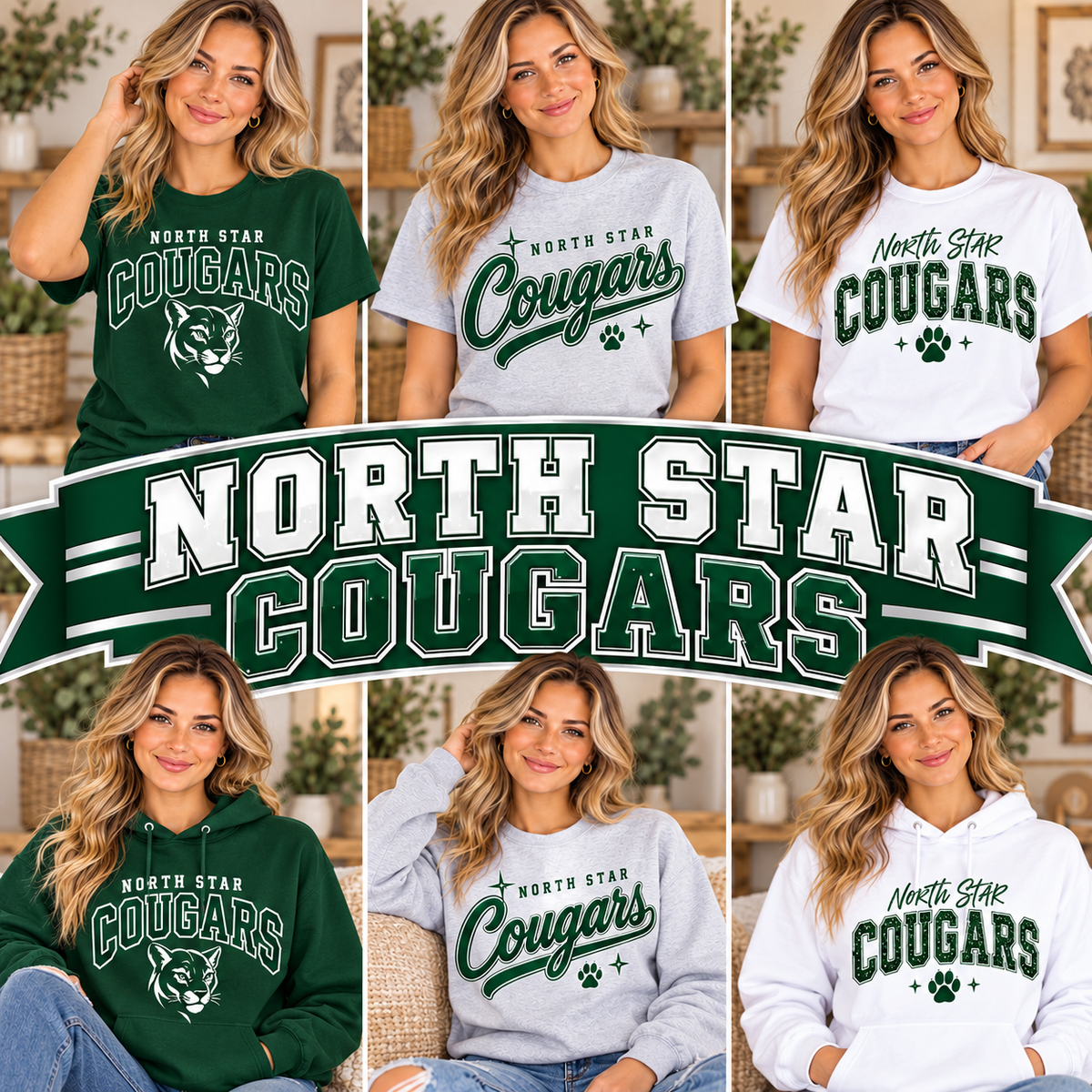 NORTH STAR COUGARS — six boutique school spirit mockups