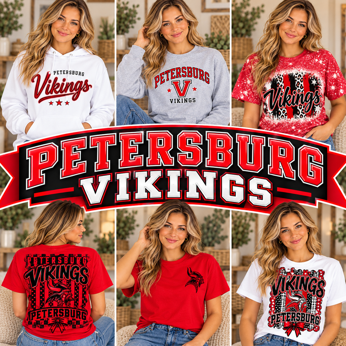 PETERSBURG VIKINGS — six boutique school spirit mockups