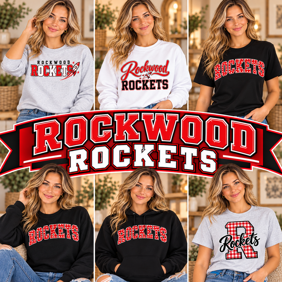 ROCKWOOD ROCKETS — six boutique school spirit mockups