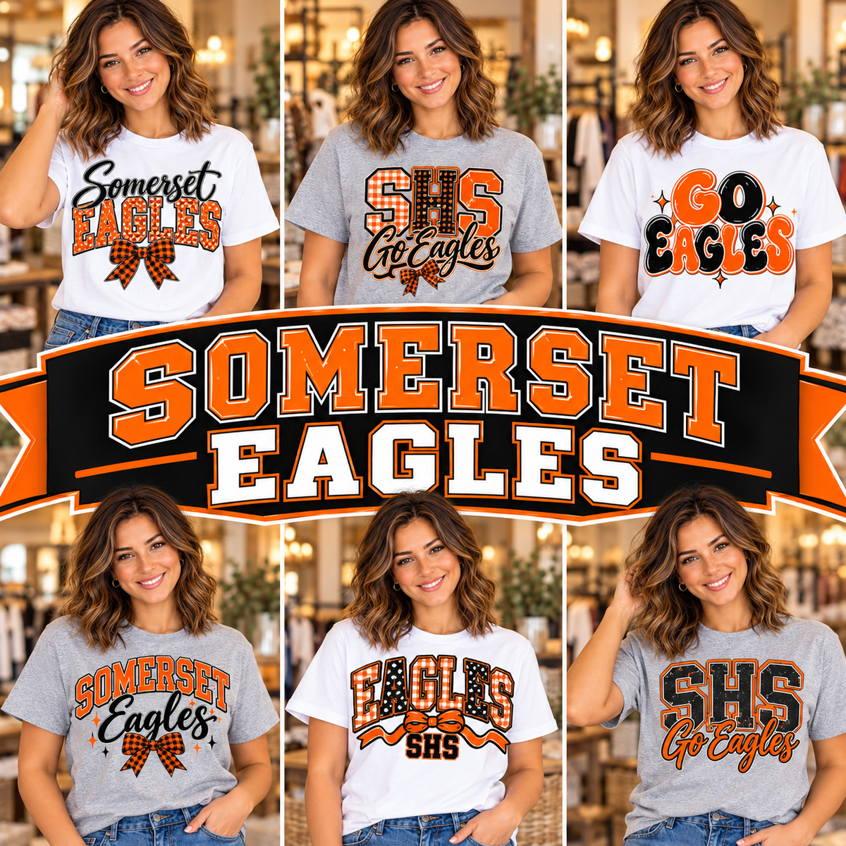 SOMERSET EAGLES — six boutique school spirit mockups