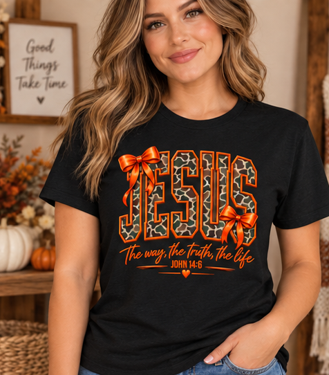 Jesus The Way, The Truth, The Life Charcoal Tee — Black Gildan Softstyle