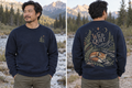 Men’s Wild Quiet Crewneck – Navy — picture-only front, saying and artwork on back