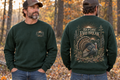 Men’s Before Daybreak Crewneck – Forest Green — picture-only front, saying and artwork on back