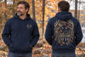 Men’s Leaf Fall Hoodie – Navy — picture-only front, saying and artwork on back