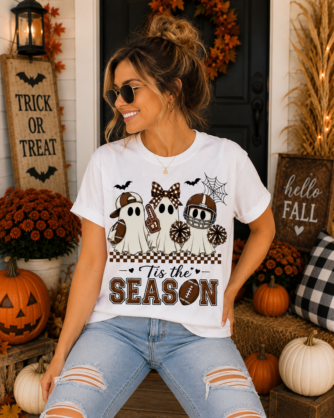 Tis the Season Football Ghost T Shirt