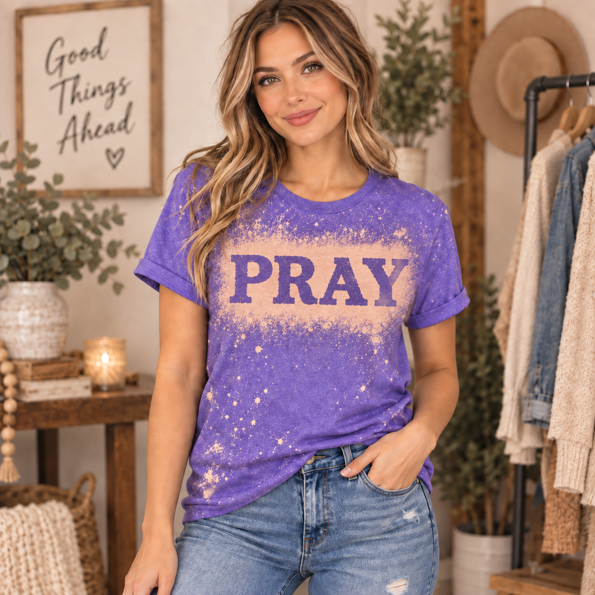 PRAY Boldly Bleached Graphic Tee