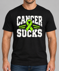 Men's Cancer Sucks lime ribbon black tee