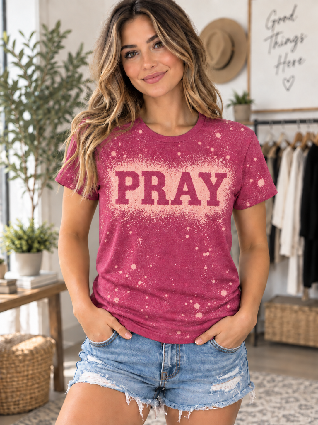 PRAY Boldly Bleached Graphic Tee