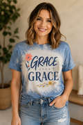 Grace Upon Grace Blue Bleached Faith Tee