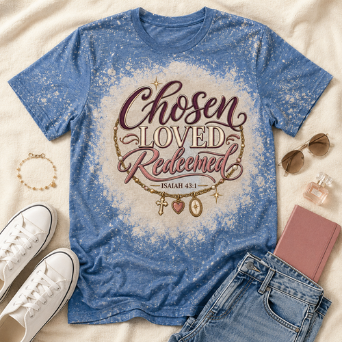 Chosen, Loved & Redeemed Custom Bleached Faith Tee