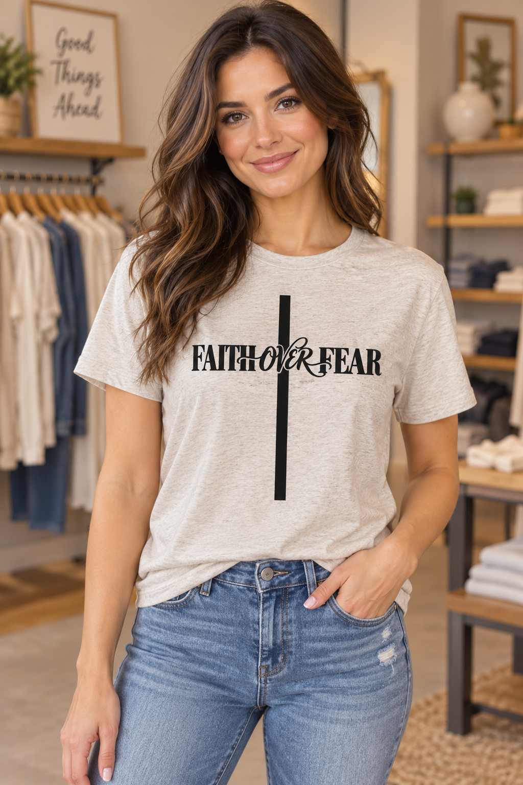 Faith Over Fear Cross Tee