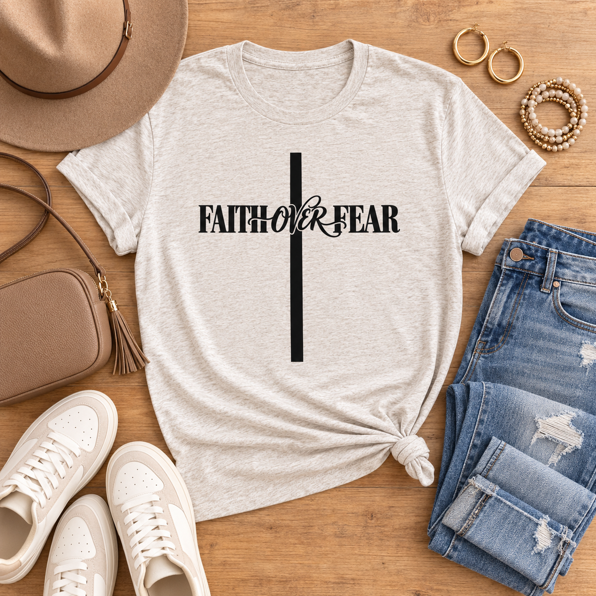 Faith Over Fear Cross Tee