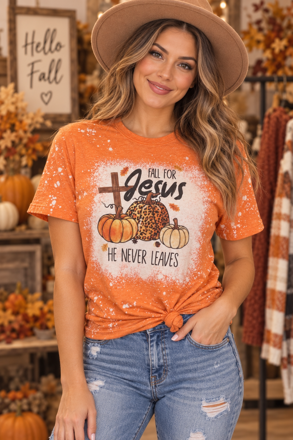 Fall for Jesus Bleached Graphic Tee