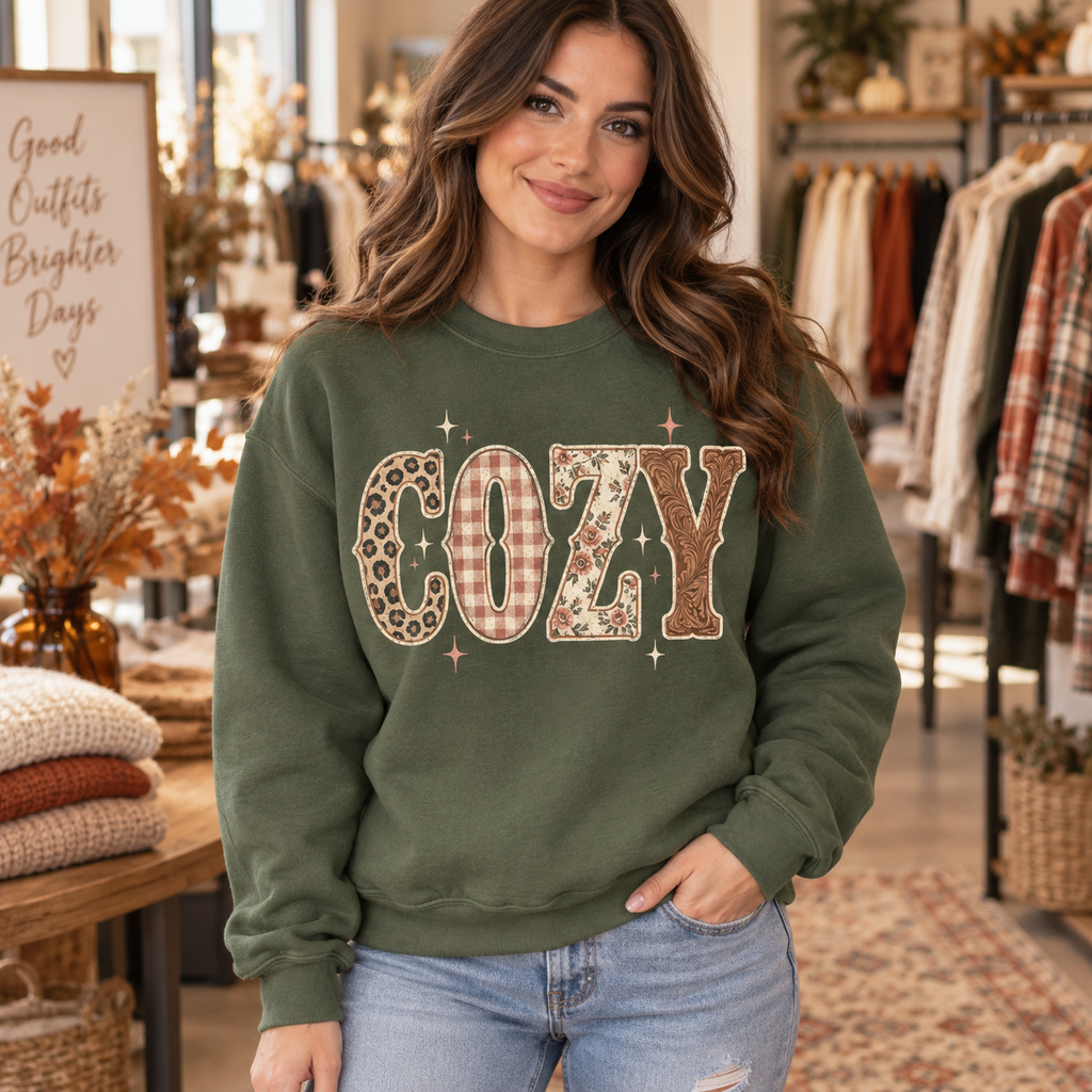 Cozy Patchwork Boutique Crewneck