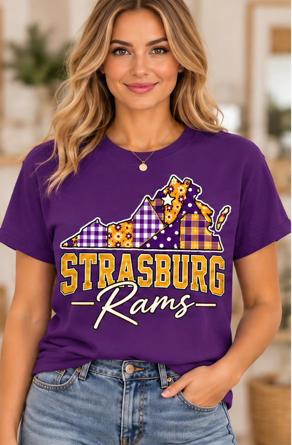 Strasburg Rams Virginia patchwork purple T-shirt corrected star
