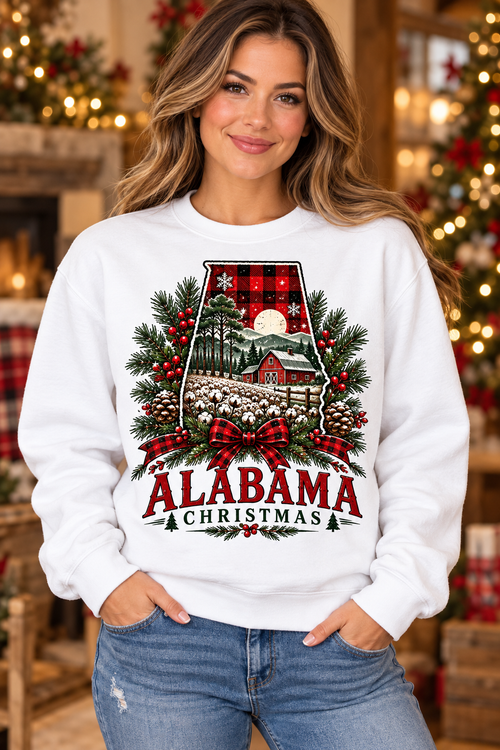 Alabama Christmas white crewneck
