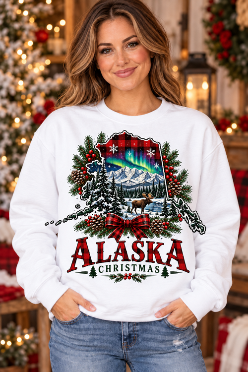 Alaska Christmas white crewneck