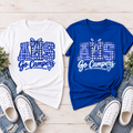 Allegany AHS Go Campers gingham bow T-Shirt in white and royal blue