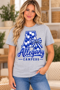 Allegany Campers Honeycomb A Monogram Bow Sport Gray T-Shirt girl mockup