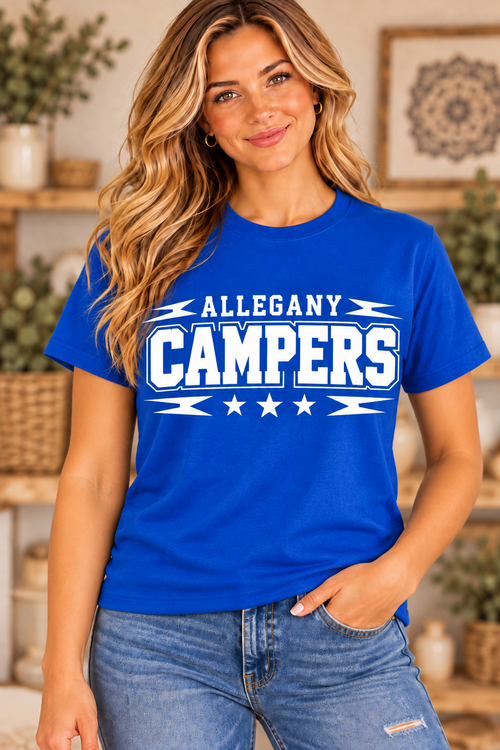 Allegany Campers Campers Power Royal Blue T-Shirt girl mockup