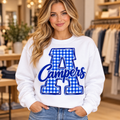 Allegany A Campers gingham white crew