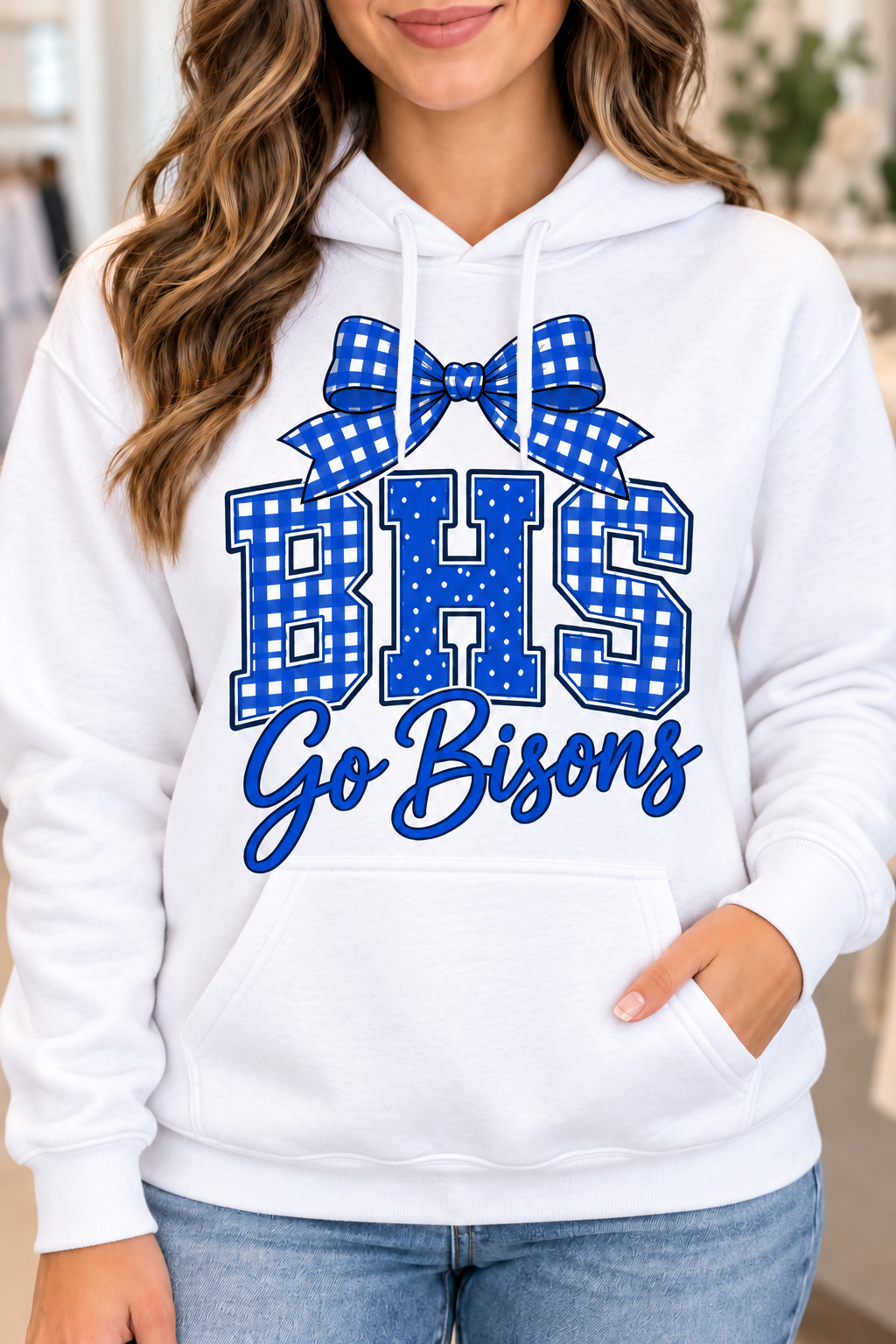 Bedford bhs-go-bisons White Hoodie on boutique woman