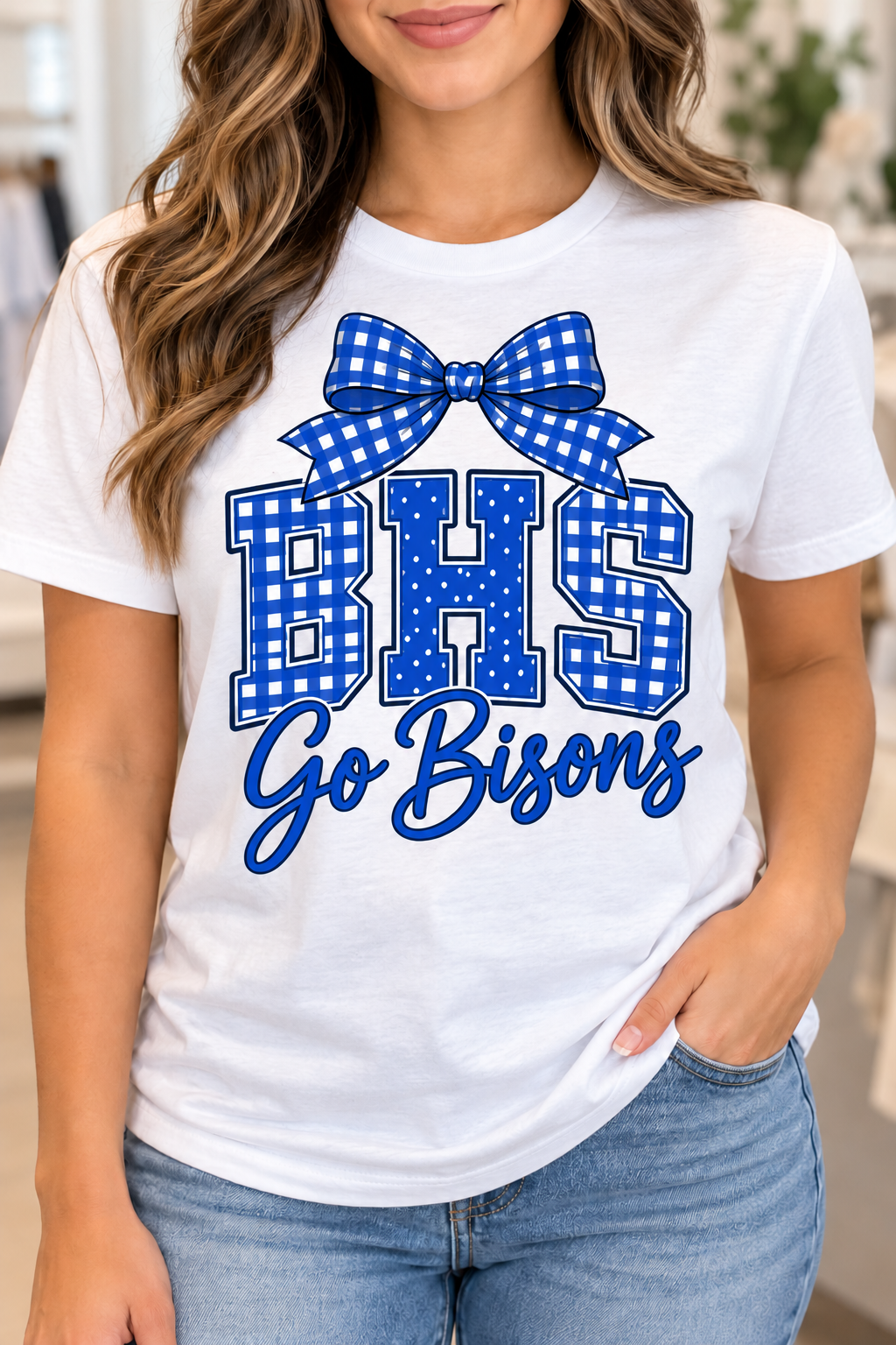 Bedford bhs-go-bisons White T-shirt on boutique woman