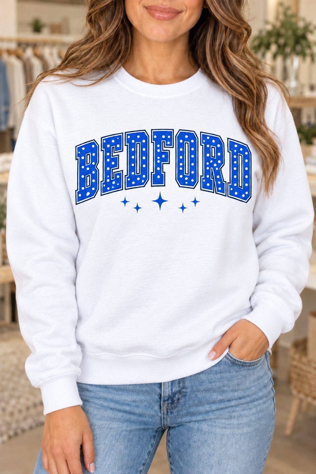 Bedford polka-dot White Crewneck on boutique woman