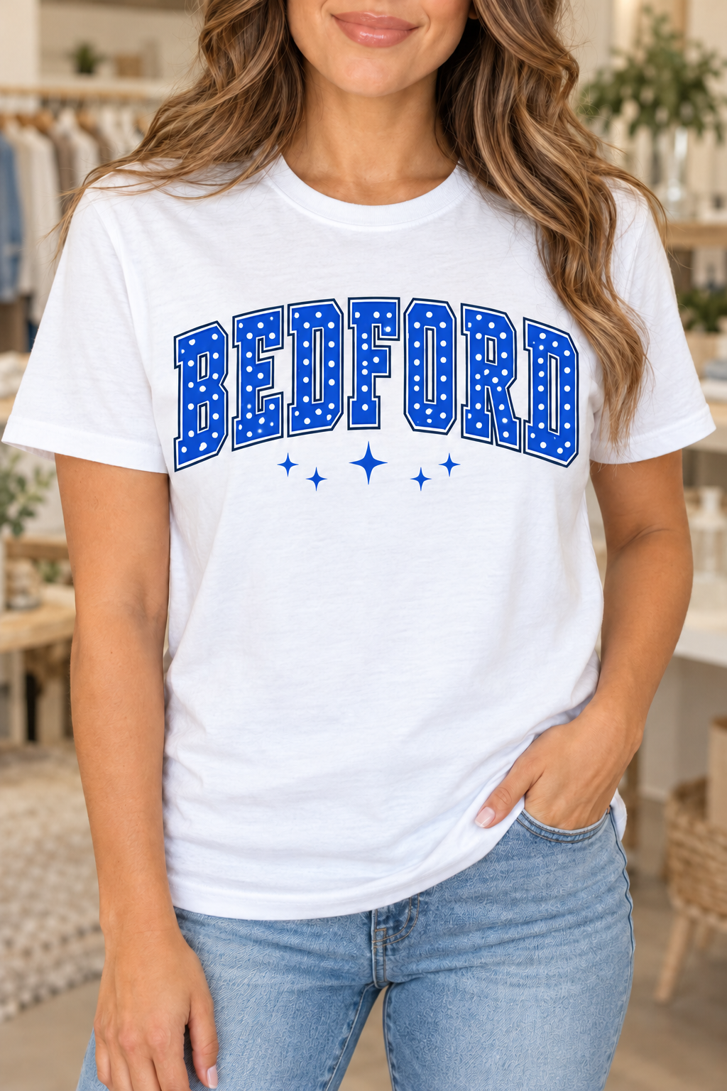 Bedford polka-dot White T-shirt on boutique woman
