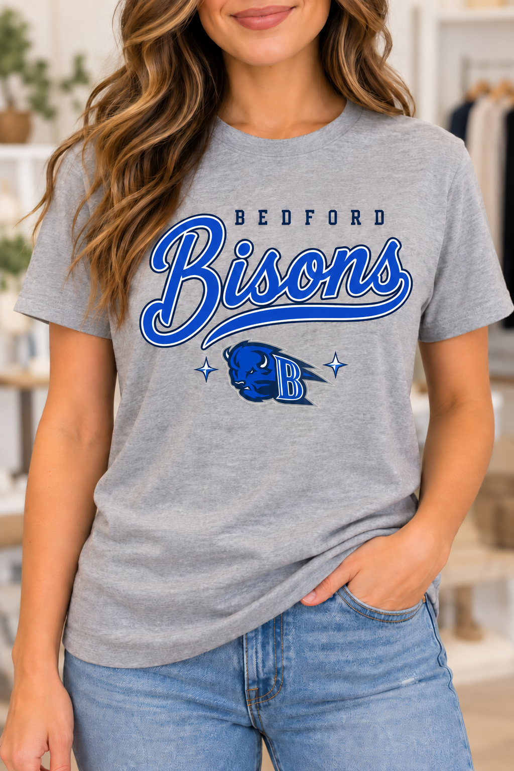 Bedford script-logo Sport Gray T-shirt on boutique woman