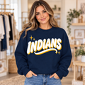 Indians Retro Crewneck in navy and gold on Navy