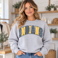 Indians Gingham Crewneck in navy and gold on Sport Gray
