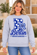 Berlin Mountaineers Honeycomb B Monogram Bow Sport Gray Crewneck girl mockup