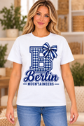 Berlin Mountaineers Gingham B Bow White T-Shirt girl mockup