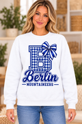 Berlin Mountaineers Gingham B Bow White Crewneck girl mockup