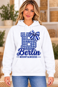 Berlin Mountaineers Gingham B Bow White Hoodie girl mockup