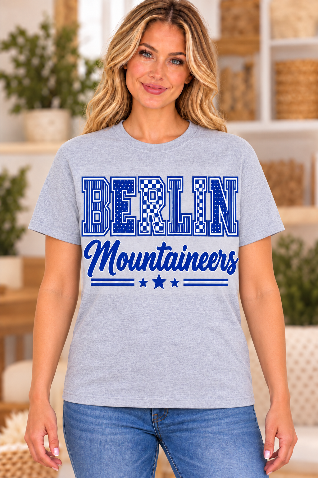 Berlin Mountaineers Mountaineers Letter Stack Sport Gray T-Shirt girl mockup