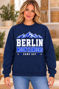 Berlin Mountaineers Mountain Game Day Navy Crewneck girl mockup
