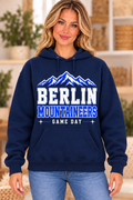 Berlin Mountaineers Mountain Game Day Navy Hoodie girl mockup