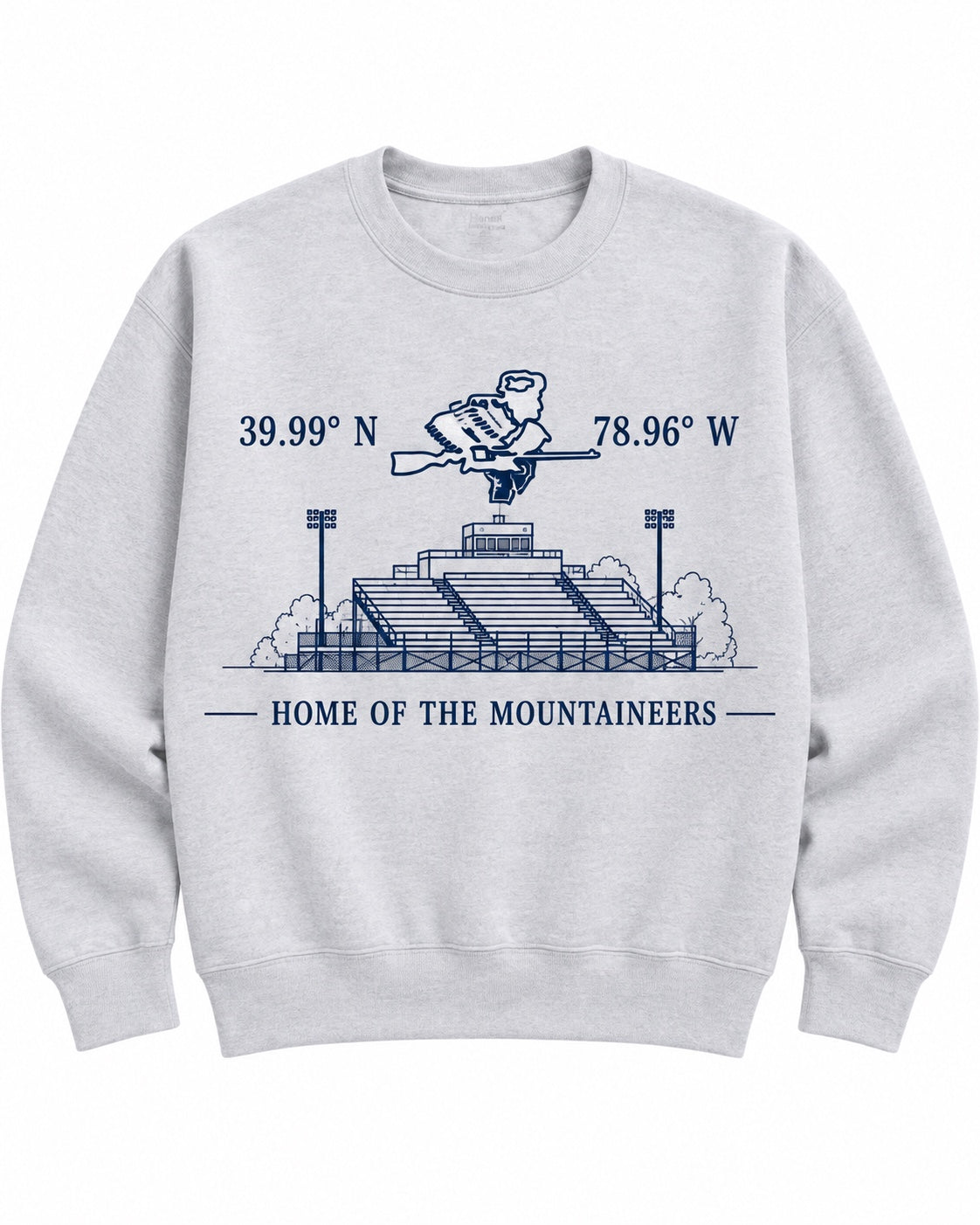 Berlin Home of the Mountaineers stadium gray crewneck