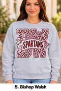 Bishop Walsh Cheetah Pennant Bow Sport Gray Crewneck