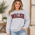 Woman modeling ash gray WALSH polka dot crewneck